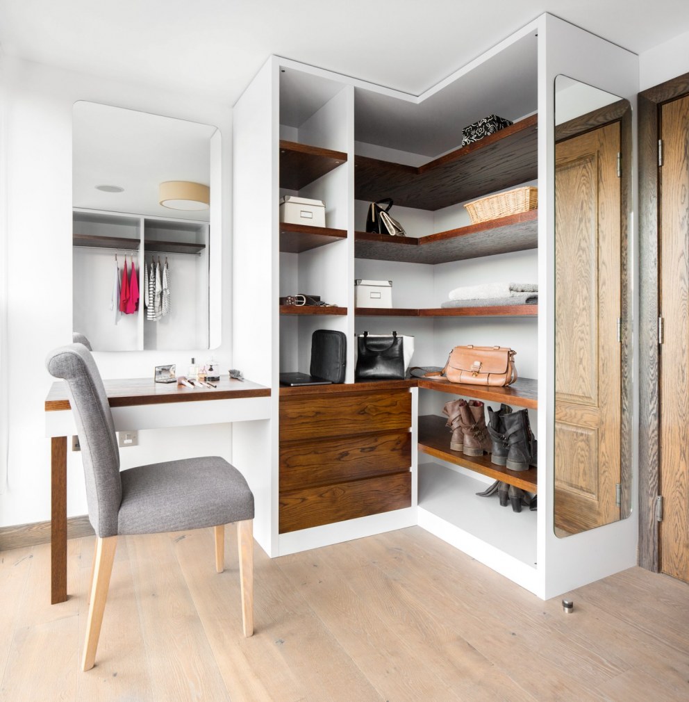 Contemporary refurbishment of Islington residence | Bespoke walk in wardrobe and dressing room | Interior Designers